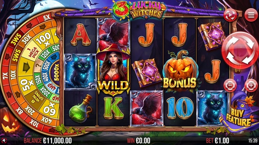 Screenshot videoslot slotmachine 3 Lucky Witches