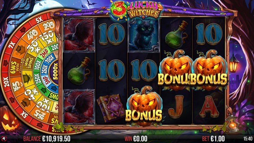 Screenshot videoslot slotmachine 3 Lucky Witches