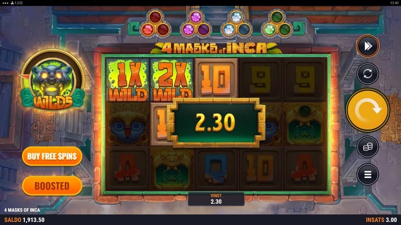 Screenshot videoslot slotmachine 4 Masks of Inca