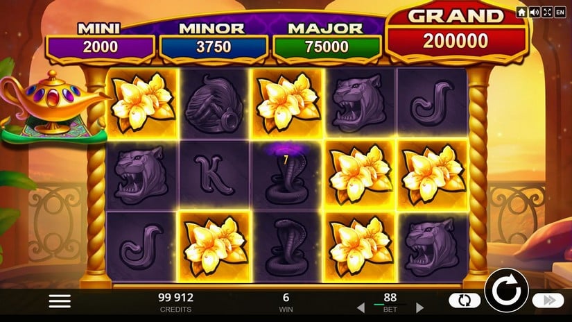 Screenshot videoslot slotmachine 4 Secrets of Aladdin