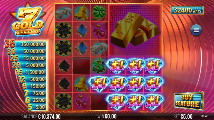 Screenshot videoslot slotmachine 7 Gold Gigablox