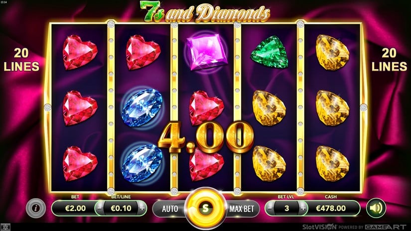 Screenshot videoslot slotmachine 7s and Diamond