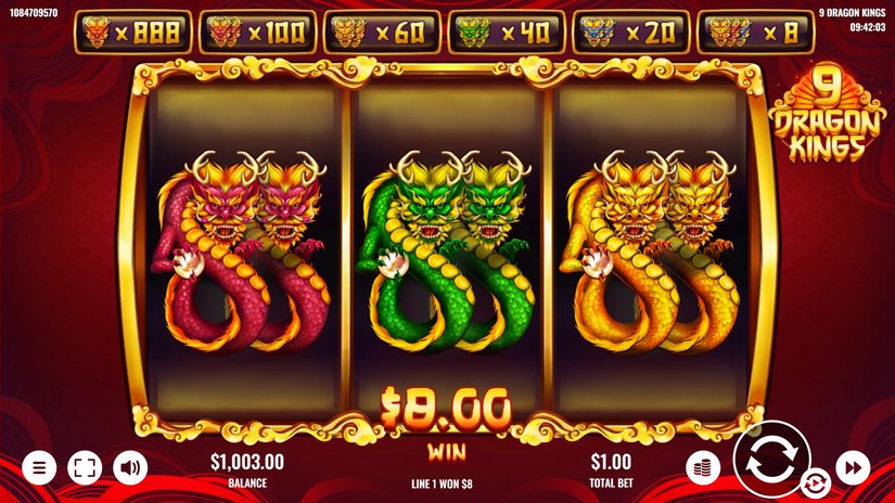 Screenshot videoslot slotmachine 9 Dragon Kings