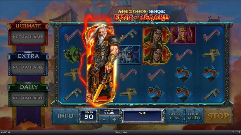 Screenshot videoslot slotmachine Age of the Gods Norse King of Asgard