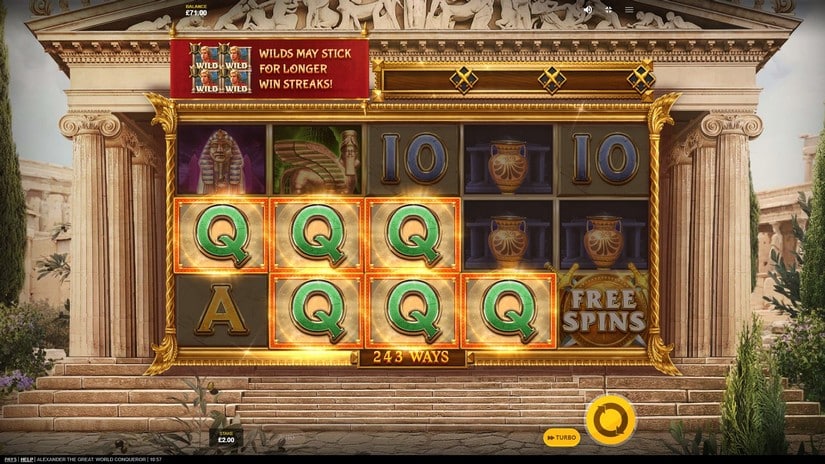 Screenshot videoslot slotmachine Alexander the Great: World Conqueror