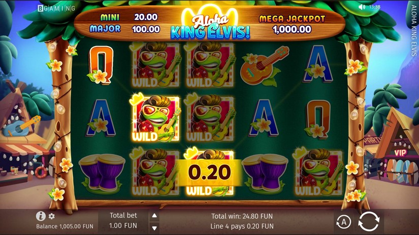 Screenshot videoslot slotmachine Aloha King Elvis