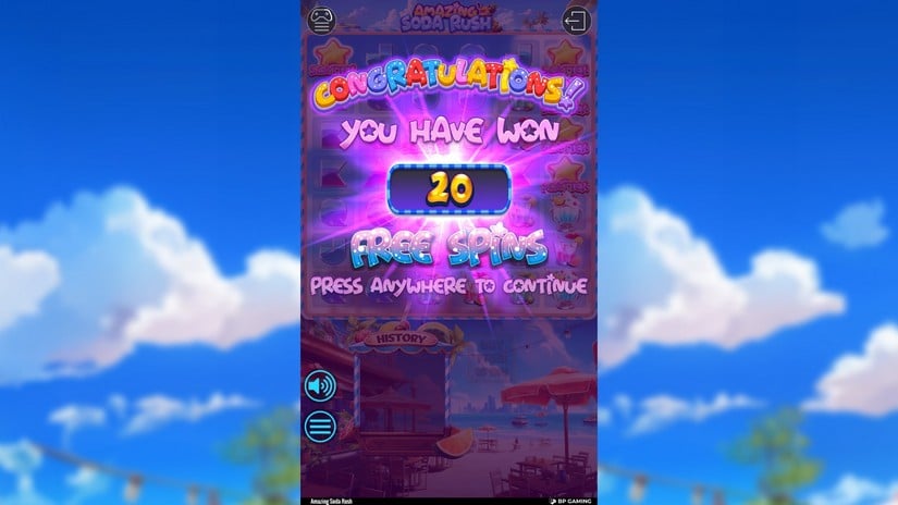 Screenshot videoslot slotmachine Amazing Soda Rush