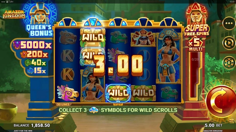 Screenshot videoslot slotmachine Amazon Kingdom