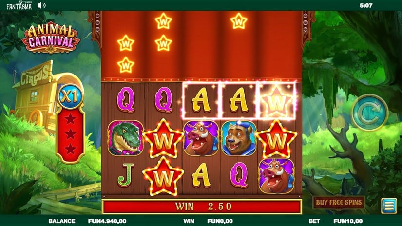 Screenshot videoslot slotmachine Animal Carnival