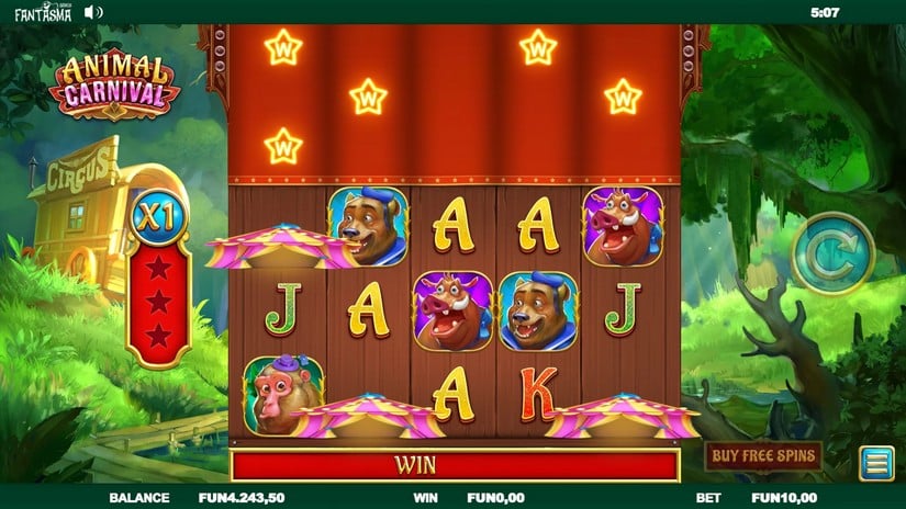 Screenshot videoslot slotmachine Animal Carnival