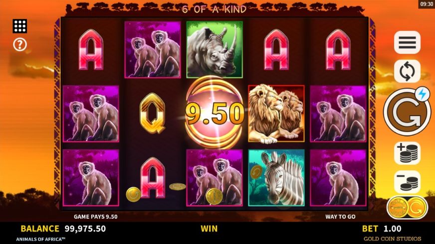 Screenshot videoslot slotmachine Animals of Africa