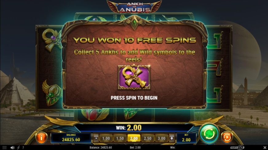 Screenshot videoslot slotmachine Ankh of Anubis