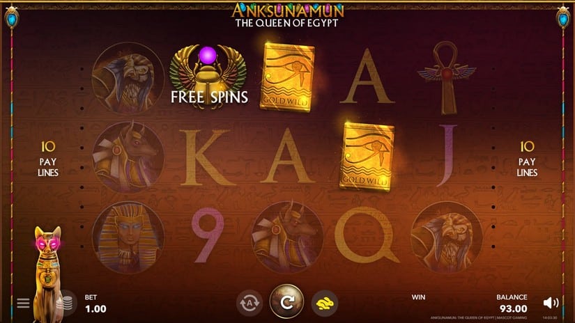 Screenshot videoslot slotmachine Anksunamun: the Queen of Egypt