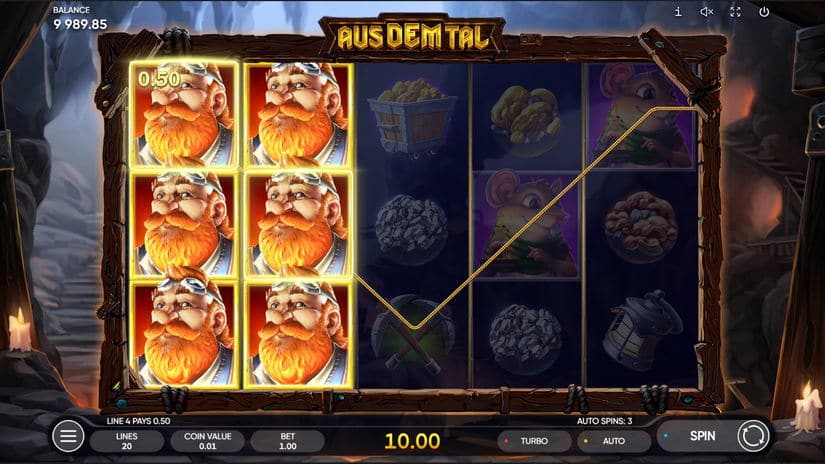 Screenshot videoslot slotmachine Aus Dem Tal