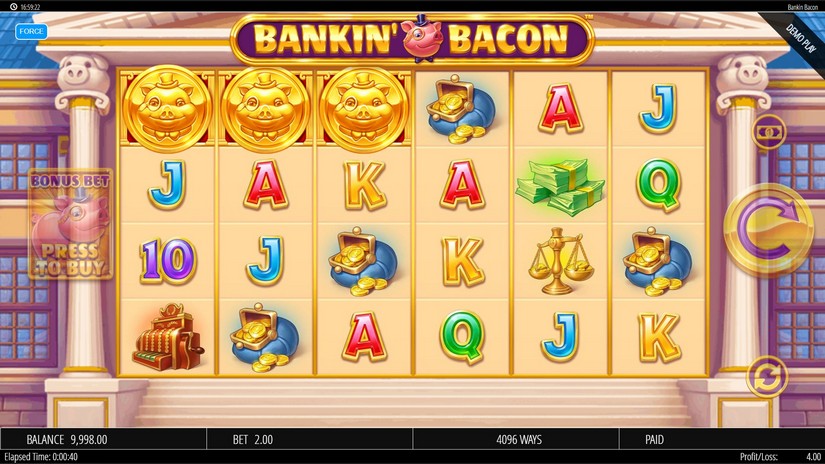 Screenshot videoslot slotmachine Bankin Bacon