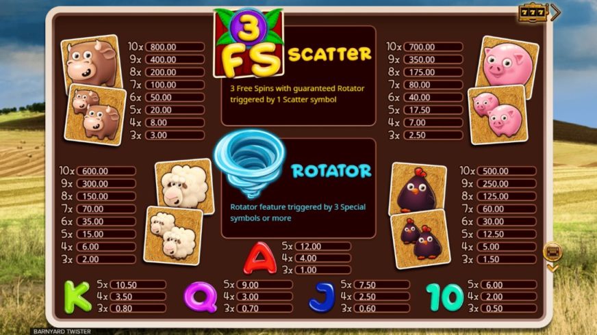 Screenshot videoslot slotmachine Barnyard Twister