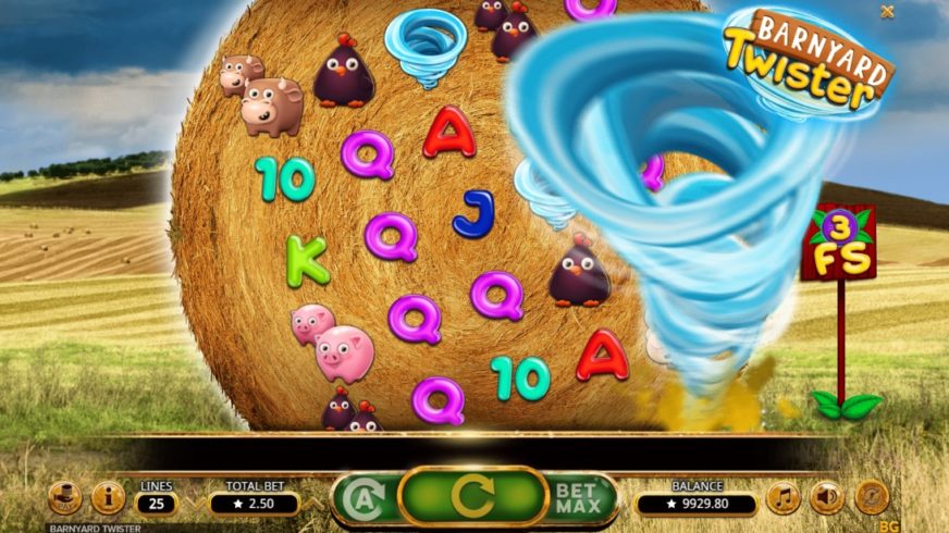 Screenshot videoslot slotmachine Barnyard Twister