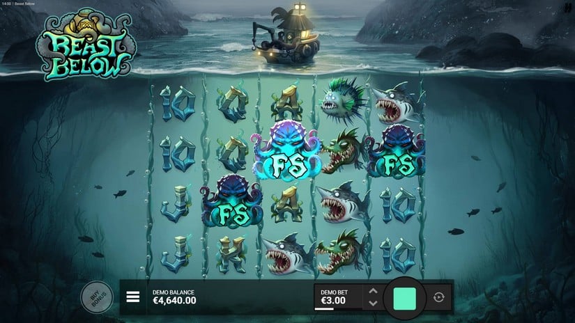 Screenshot videoslot slotmachine Beast Below