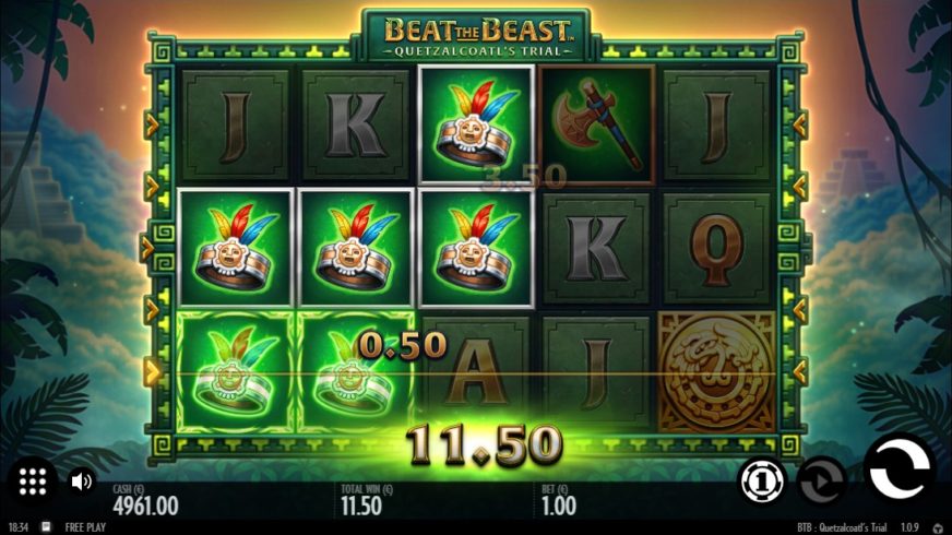 Screenshot videoslot slotmachine Beat the Beast: Quetzalcoatl´s Trial