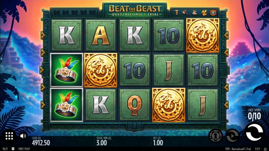 Screenshot videoslot slotmachine Beat the Beast: Quetzalcoatl´s Trial