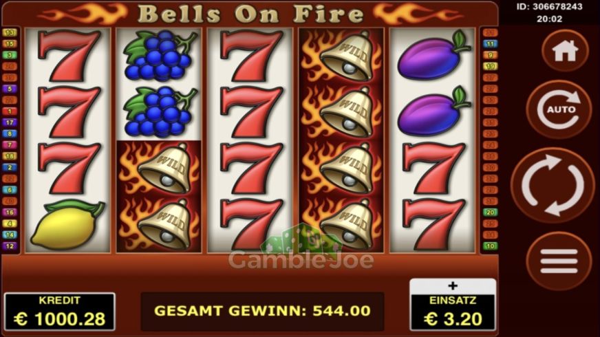 Screenshot videoslot slotmachine Bells on Fire