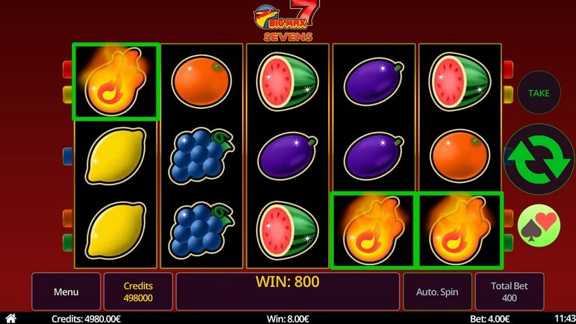 Screenshot videoslot slotmachine Big Max Sevens