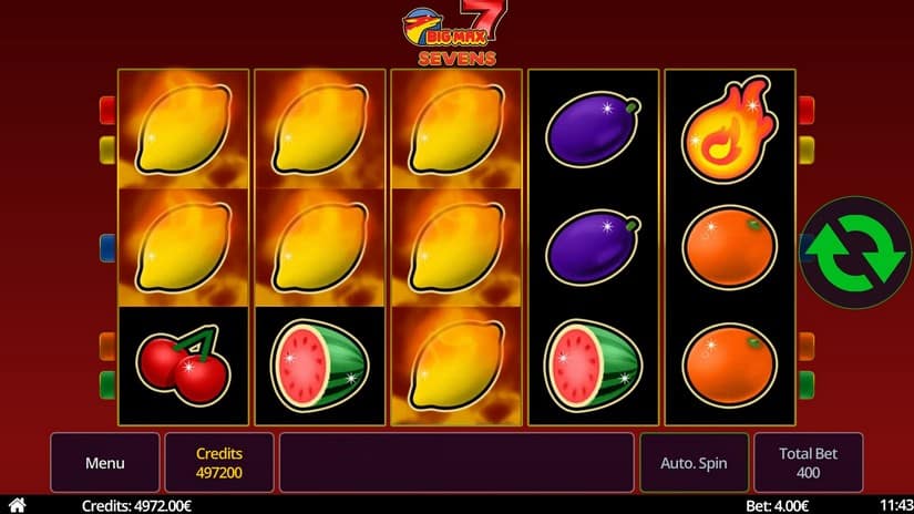 Screenshot videoslot slotmachine Big Max Sevens