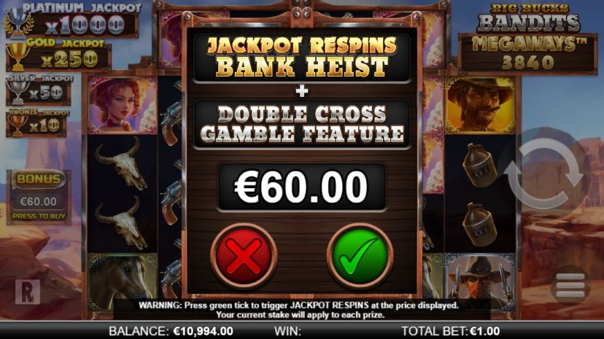 Screenshot videoslot slotmachine Big Bucks Bandits Megaways