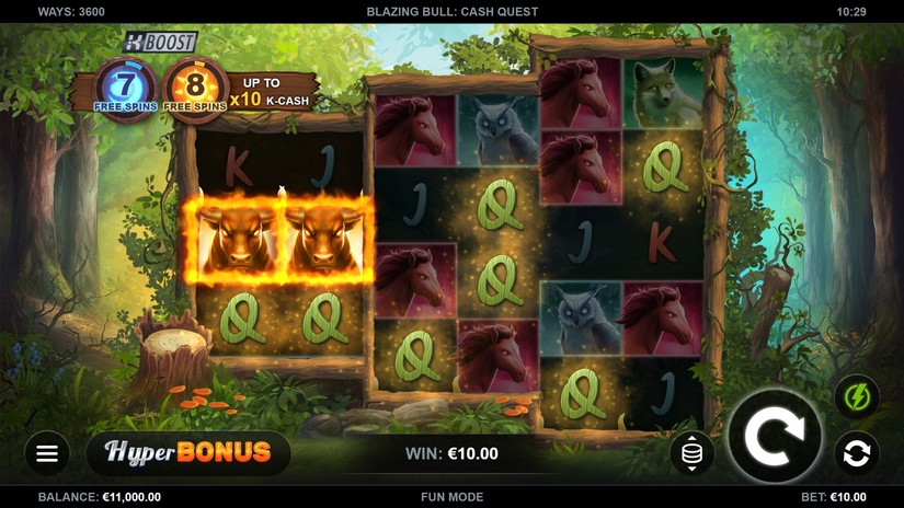 Screenshot videoslot slotmachine Blazing Bull: Cash Quest