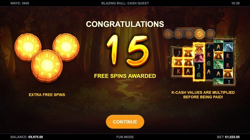 Screenshot videoslot slotmachine Blazing Bull: Cash Quest