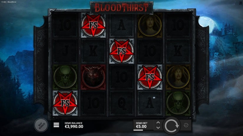 Screenshot videoslot slotmachine Bloodthirst