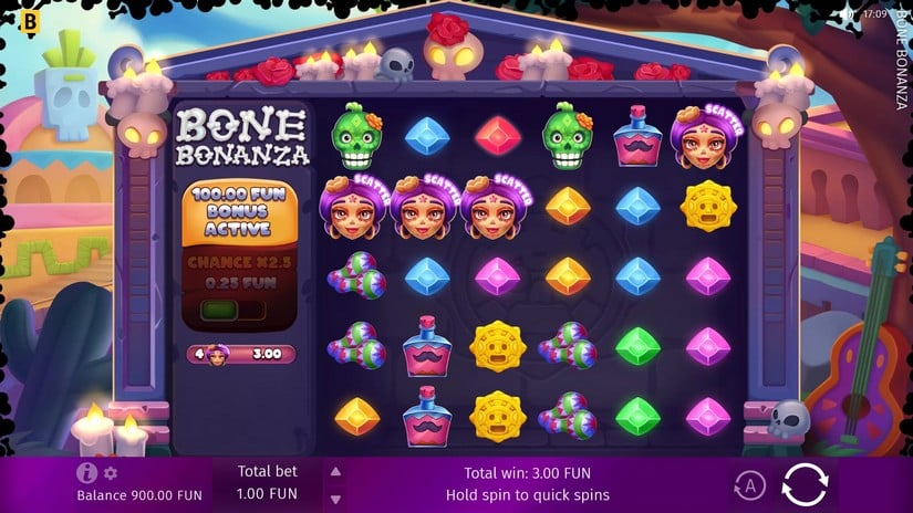 Screenshot videoslot slotmachine Bone Bonanza