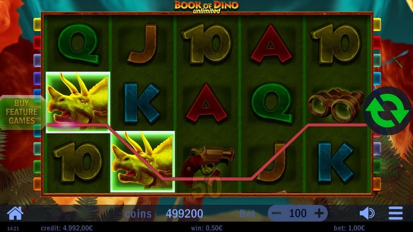 Screenshot videoslot slotmachine Book of Dino