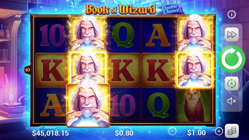 Screenshot videoslot slotmachine Book of Wizard Double Chance