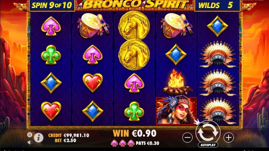 Screenshot videoslot slotmachine Bronco Spirit