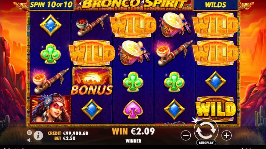 Screenshot videoslot slotmachine Bronco Spirit