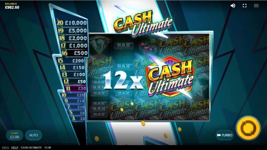 Screenshot videoslot slotmachine Cash Ultimate