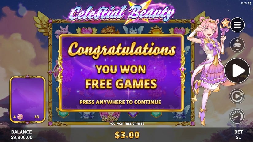 Screenshot videoslot slotmachine Celestial Beauty