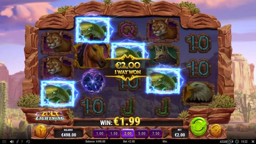 Screenshot videoslot slotmachine Colt Lightning