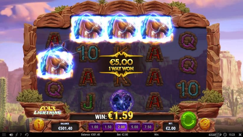 Screenshot videoslot slotmachine Colt Lightning