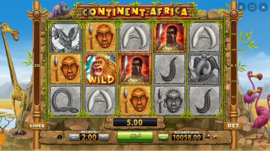 Screenshot videoslot slotmachine Continent Africa