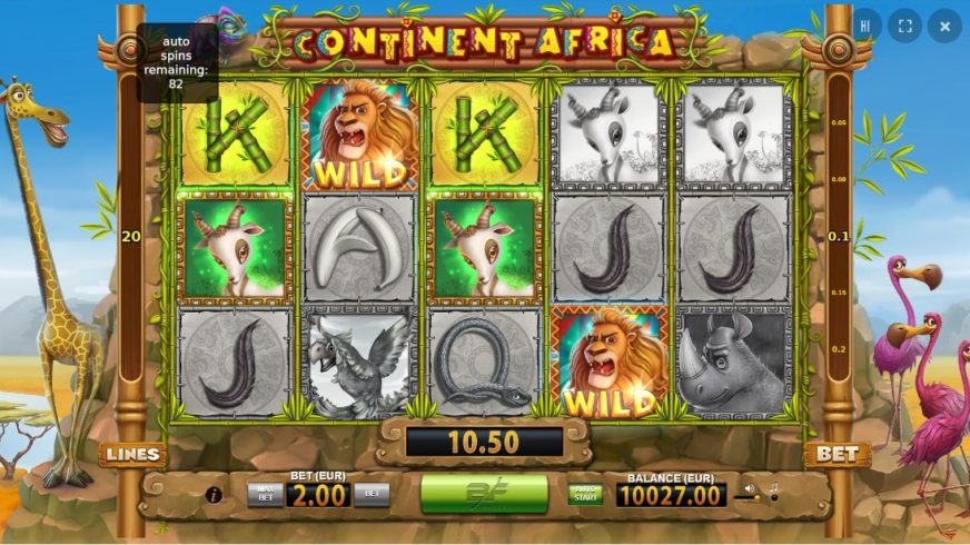 Screenshot videoslot slotmachine Continent Africa