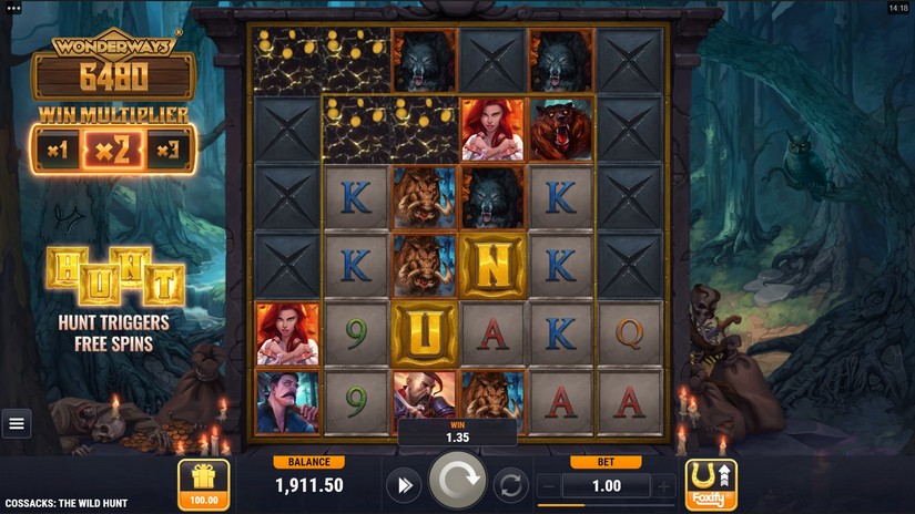 Screenshot videoslot slotmachine Cossacks the Wild Hunt