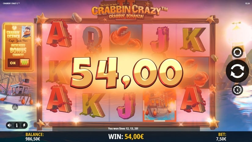 Screenshot videoslot slotmachine Crabbin’ Crazy 2