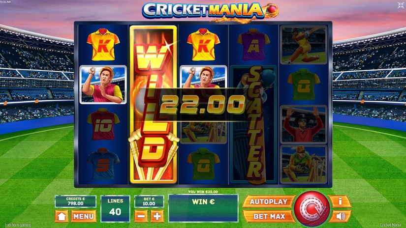 Screenshot videoslot slotmachine Cricket Mania