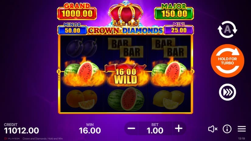 Screenshot videoslot slotmachine Crown & Diamonds: Hold and Win