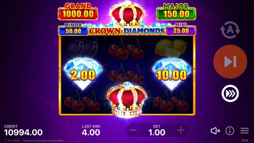 Screenshot videoslot slotmachine Crown & Diamonds: Hold and Win