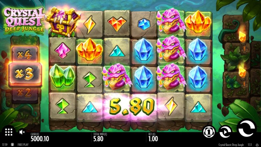 Screenshot videoslot slotmachine Crystal Quest: Deep Jungle