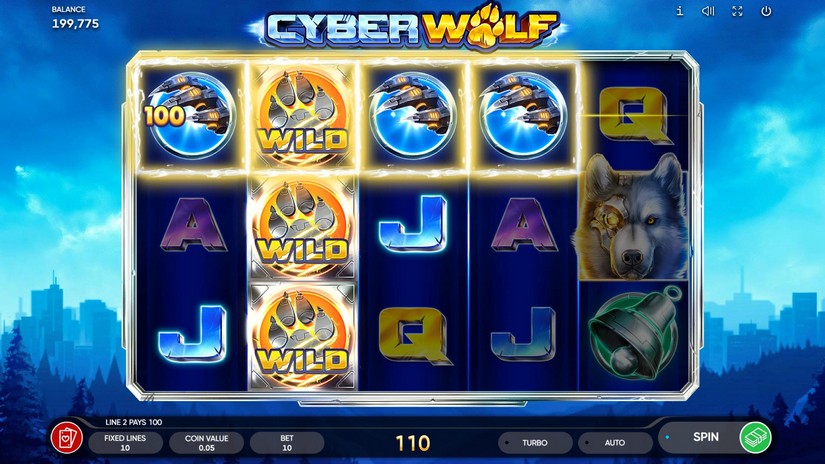 Screenshot videoslot slotmachine Cyber Wolf