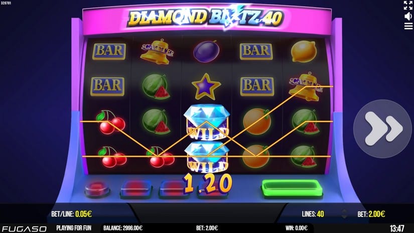 Screenshot videoslot slotmachine Diamond Blitz 40